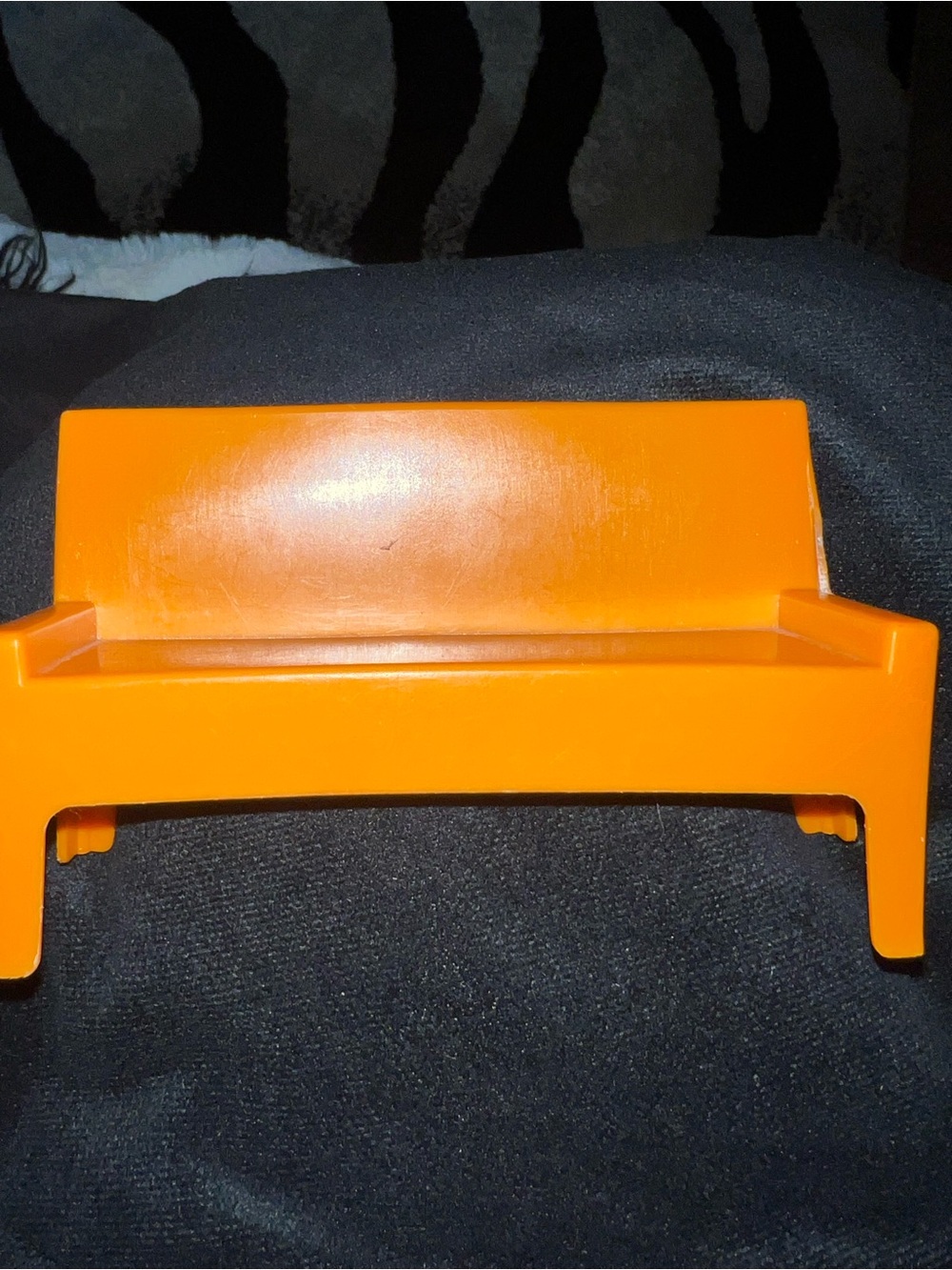 1973 Vintage Barbie Townhouse Doll Orange Plastic Couch/Bench Mattel Furniture